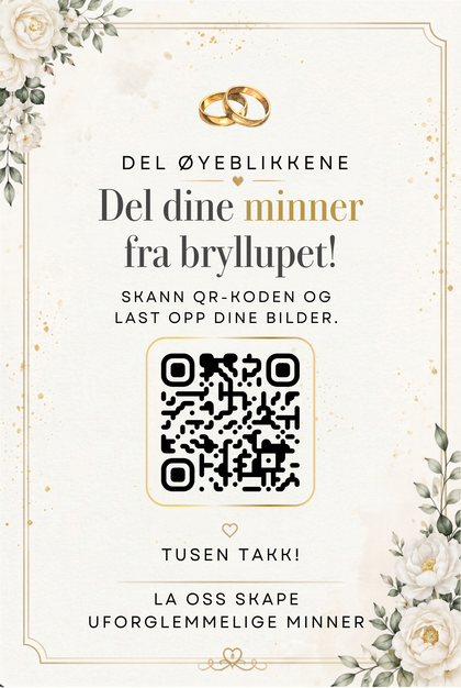 QR-kortet gjestene skanner for å dele bilder og hilsener
