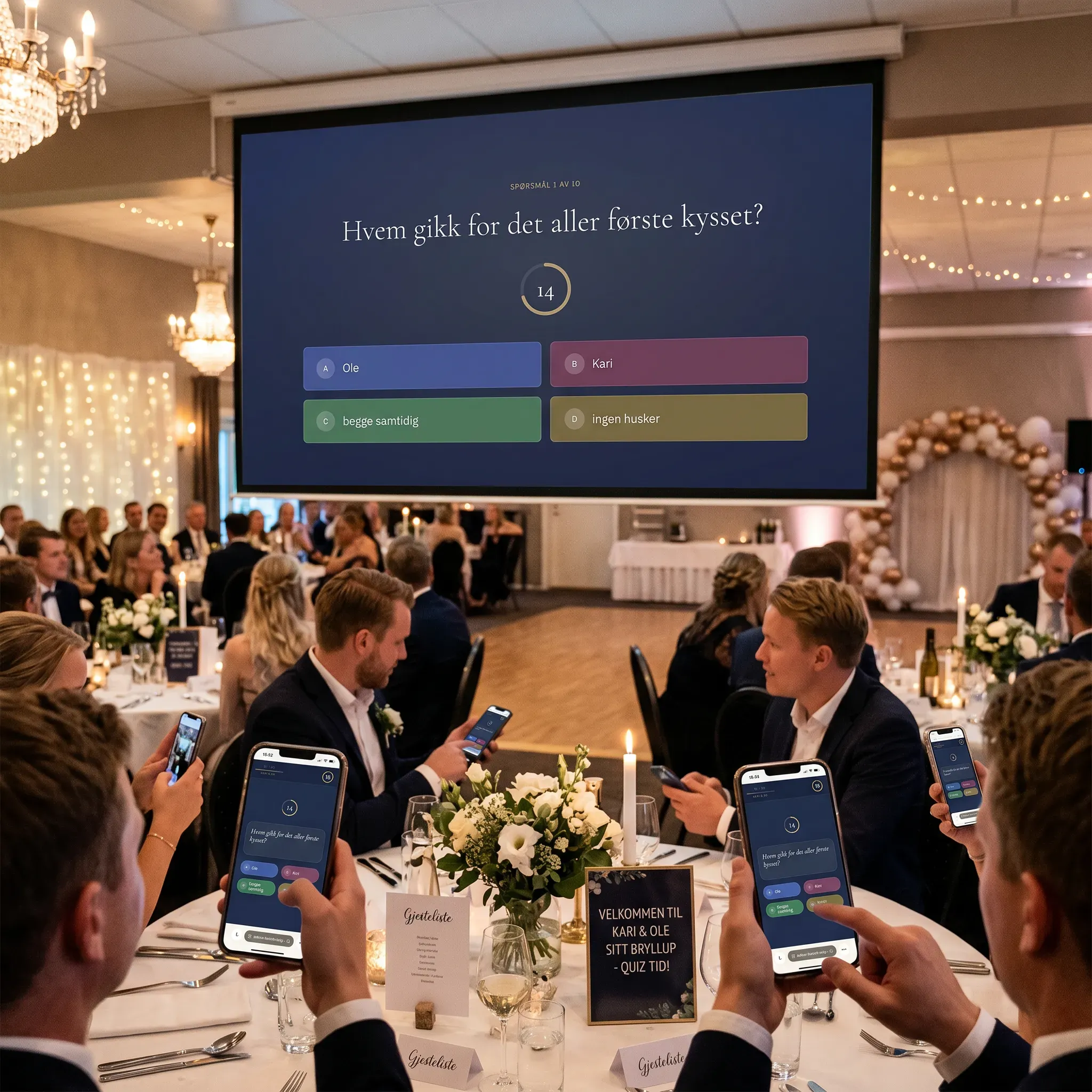 a live quiz where guests play from their phones